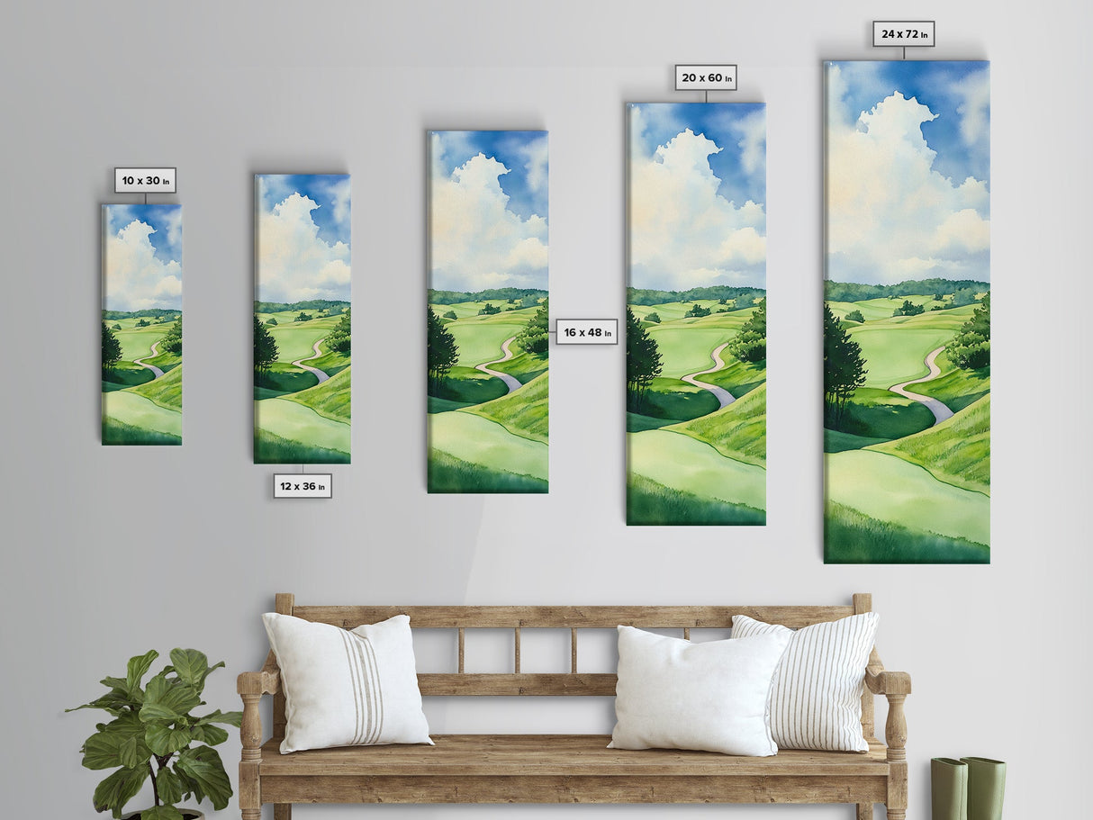 Scenic Golf Art Canvas Print Watercolor Farmhouse Art Above Sofa Wall Art Living Room Art Bedroom Art Vertical Wall Art Rustic Decor Gift