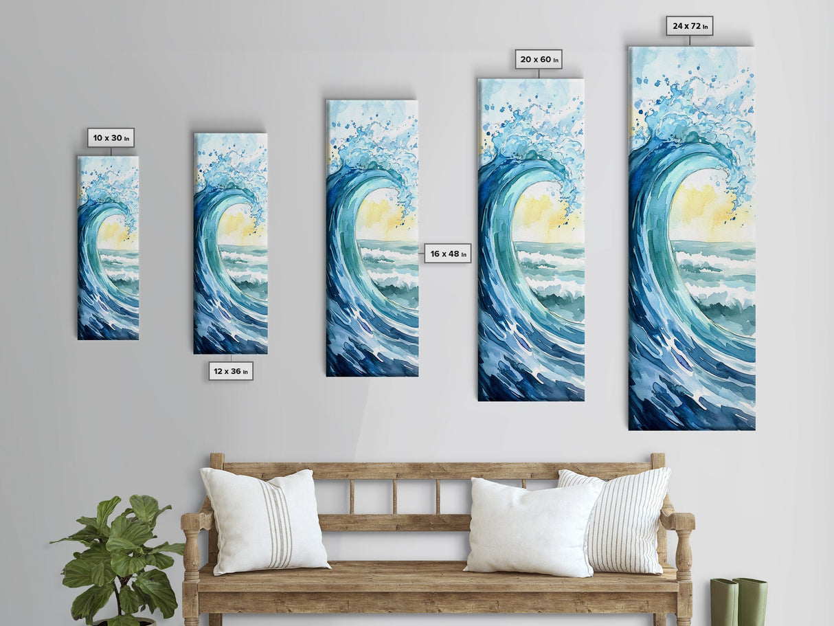 Ocean Wave Painting Canvas Print Coastal Landscape Art Nautical Wall Art Blue Green Wall Art Above Sofa Art Gift Nautical Decor