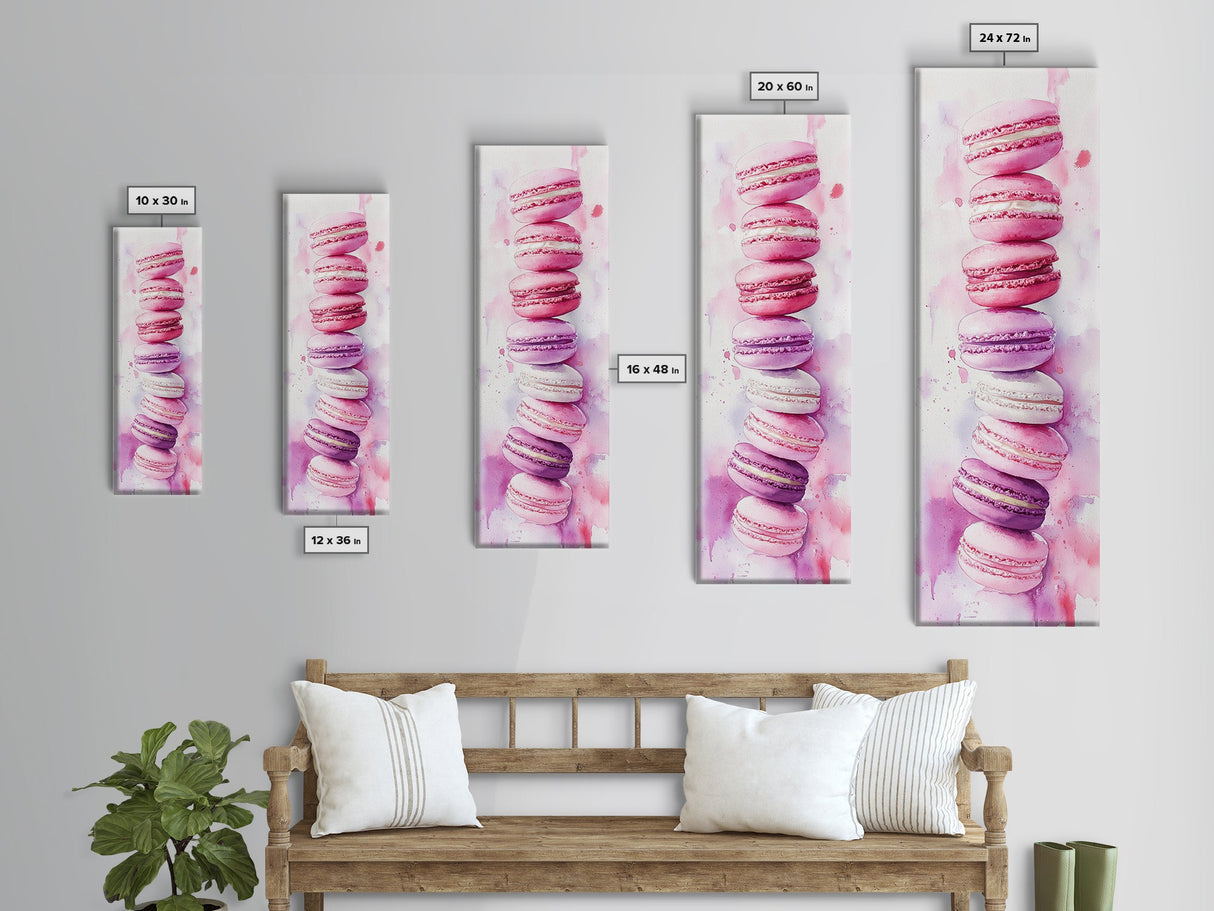 Macaron Art Canvas Print Food Review Kitchen Art Pink Orange Wall Art Whimsical Art Dessert Painting Gift Idea Kitchen Rustic