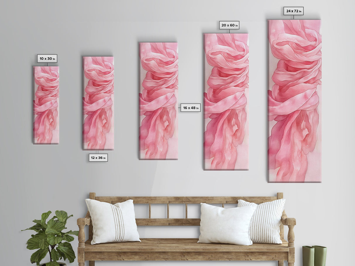 Flowing Pink Fabric Framed Canvas Print Pink Abstract Art Feminine Minimalist Decor Light Pink Wall Art Bedroom Living Room Aesthetic