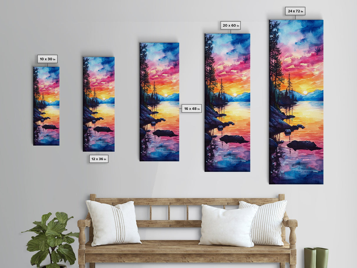 Framed Canvas Print Sunset Reflection Lake Tahoe Art Coastal Decor Nautical Painting Rustic Wall Art Living Room Art Christmas Gift