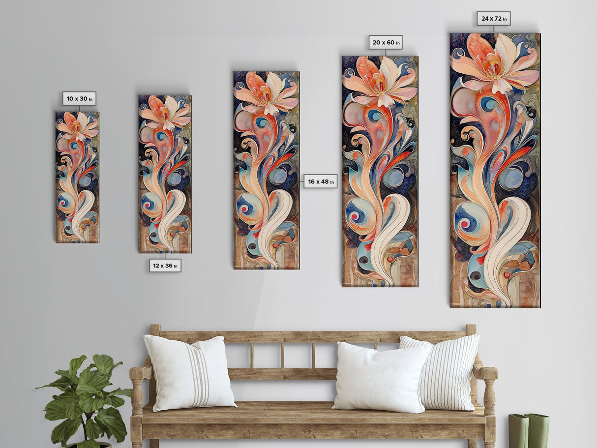 Canvas Print Art Nouveau Print Botanical Prints Floral Style Vertical Wall Art Chinoiserie Wall Art Rustic Decor Christmas Gift Idea