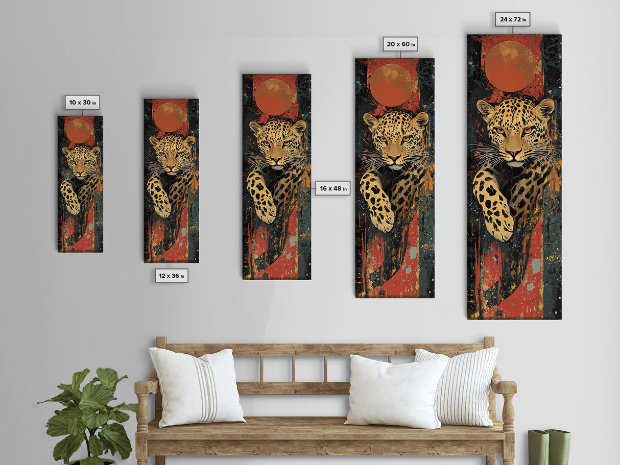 Striking Leopard Canvas Print with Abstract Background, Bold Wild Cat Wall Art, Ideal for Rustic Decor and Living Room Accent