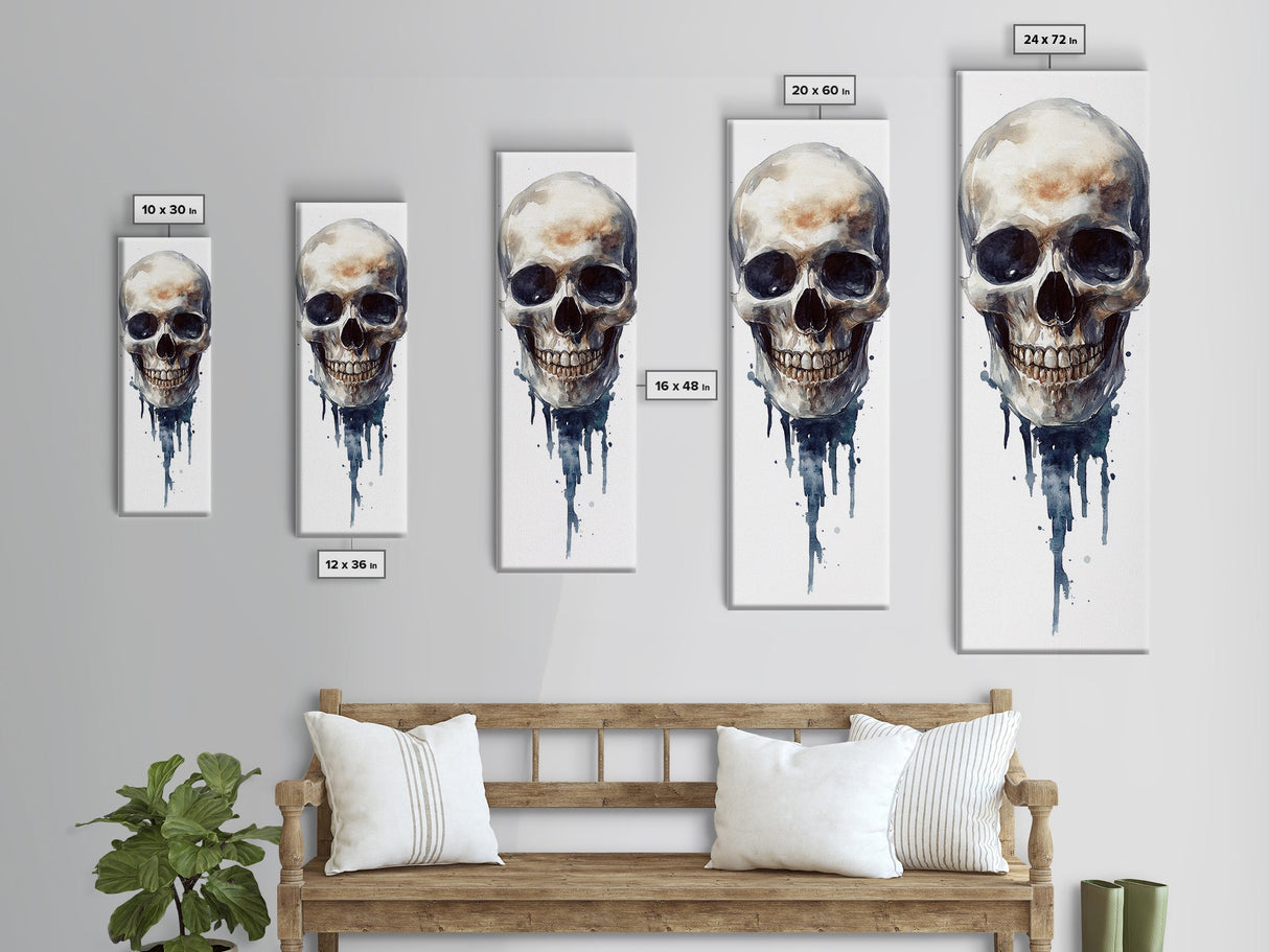 Framed Canvas Print Skull Art for Gothic Decor, Moody Halloween Wall Art, Original Skull Artwork, Living Room Art, Gift Idea for Him