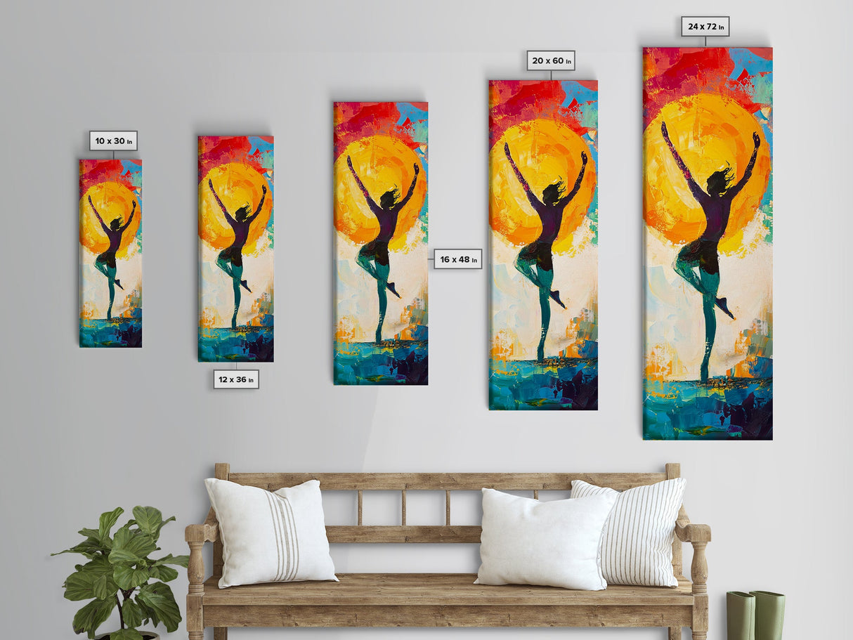Sunset Dance Painting Canvas Print Boho Art Vibrant Sunset Colors Vertical Artwork Coastal Cowgirl Wall Art Gift Idea