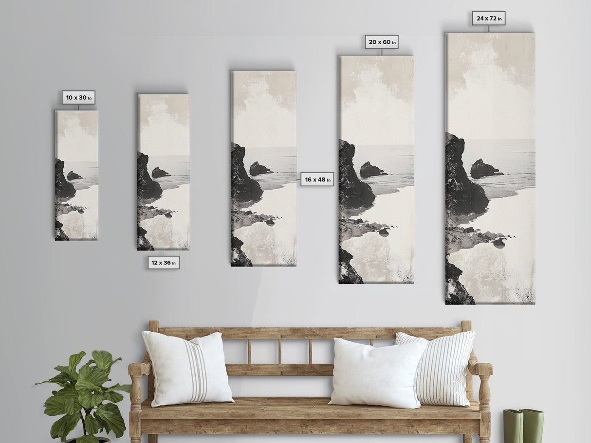 Tranquil Coastal Rocks Canvas Print Nautical Wall Art Minimalist Art Seascape Art Bedroom or Living Room Rustic Coastal Decor Piece