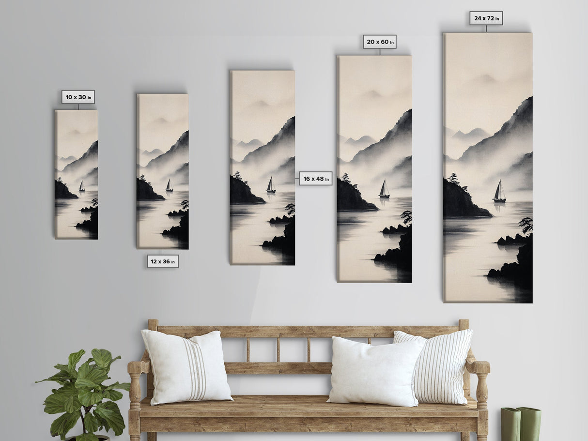 Sailboat Reflection Framed Canvas Print Nautical Painting Coastal Decor Minimalist Art Seascape Wall Art Bedroom or Living Room Piece