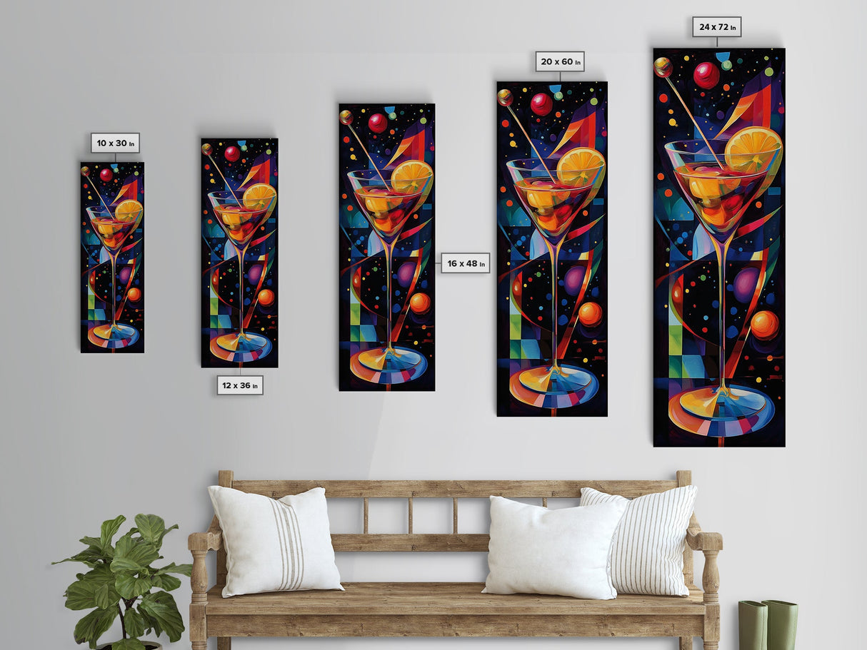 Vibrant Cocktail Glass Framed Canvas Print | Espresso Martini Wall Art | Whimsical Art | Living Room Art | Modern Decor | Kitchen Artwork