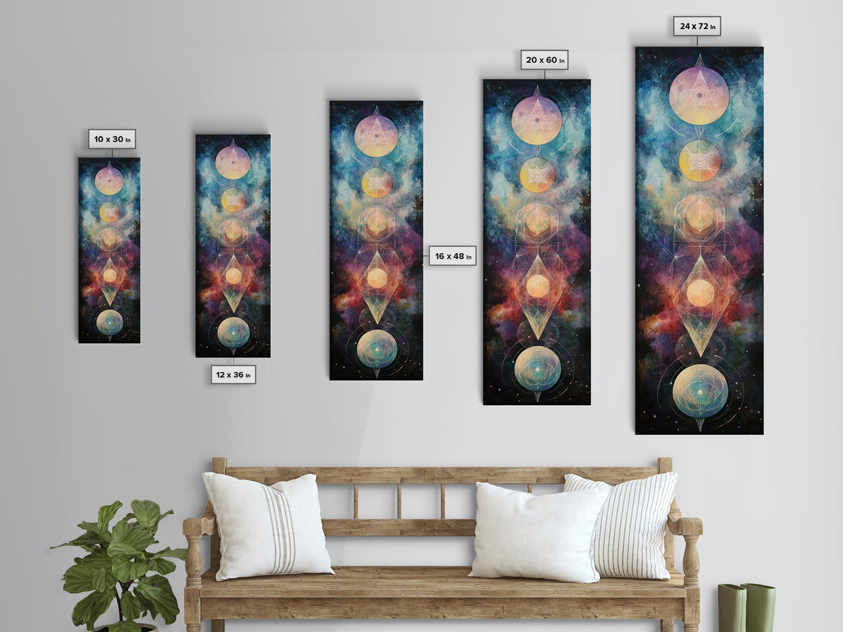 Galactic Chakra Canvas Print With Sacred Geometry Art, Wabi Sabi Inspired, And Therapy Art For Bedroom Or Meditation Spaces