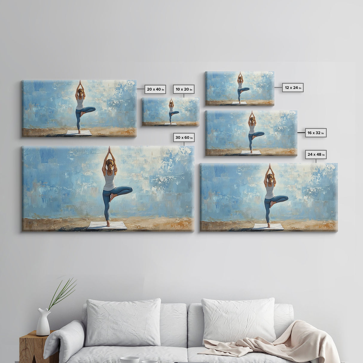 Yoga Tree Pose Canvas Print Zen Serenity Wall Art Minimalist Living Room Neutral Modern Home Decor Therapy Art Unique Gift Idea