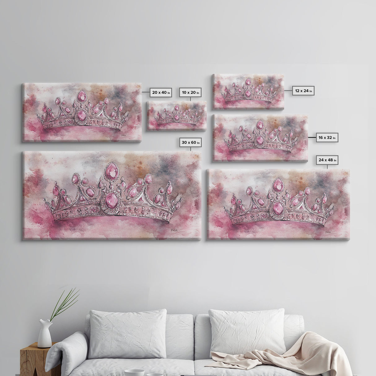 Regal Crown Painting Framed Canvas Print Goddess Art Print Pink Abstract Art Light Pink Wall Art Bedroom Decor Unique Gift Idea