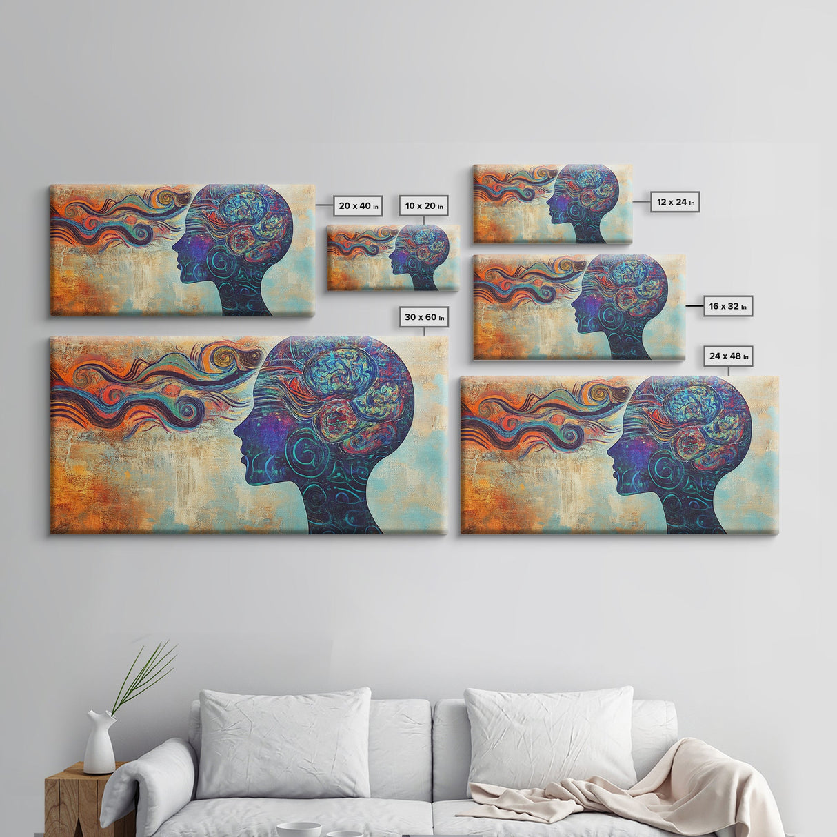 Vibrant Abstract Woman Framed Canvas Print -Abstract Goddess Wall Art - Artistic Brain Art- Geometric Wall Art