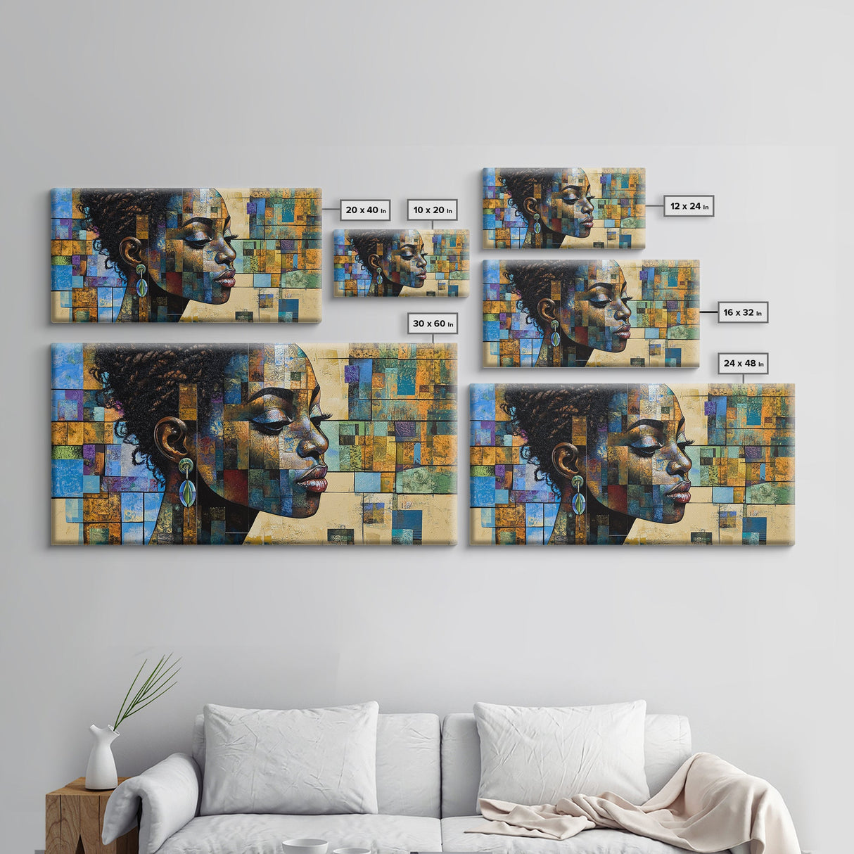 Afrocentric Wall Art Framed Canvas Print, Geometric African Art, Bold Living Room Decor, Unique Moody Art Gift Idea, African Art Print