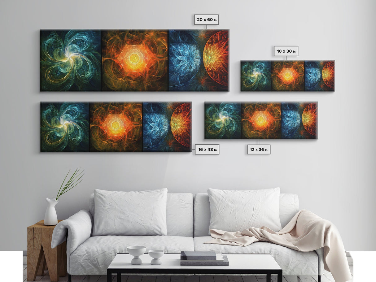 Radiant Mandala Canvas Print Sacred Geometry Art Wildflower Painting Bold Statement Wall Art Bedroom Modern Living Room Decor