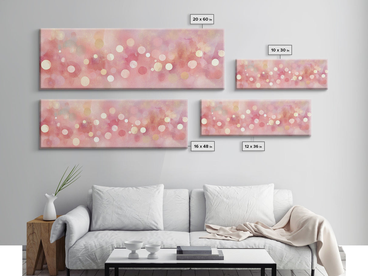 Framed Canvas Print of Light Pink Abstract Art with Geometric Circles Perfect as Dorm Wall Art or Minimalist Bedroom Wall Decor