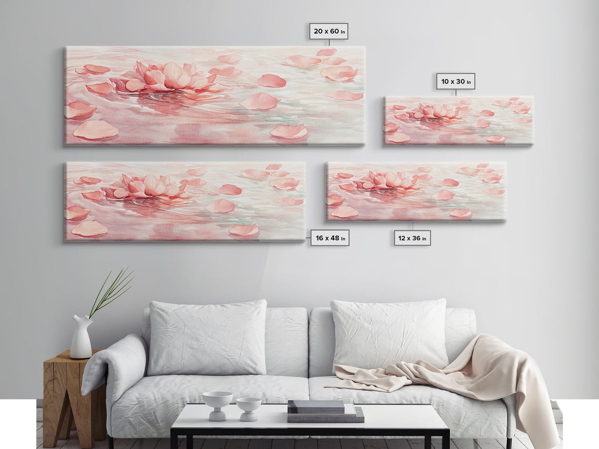 Lotus Petal Canvas Print, Wabi Sabi Wall Art, Light Pink Nature-Inspired Art, Bedroom or Yoga Room Decor, Serene Feminine Artwork