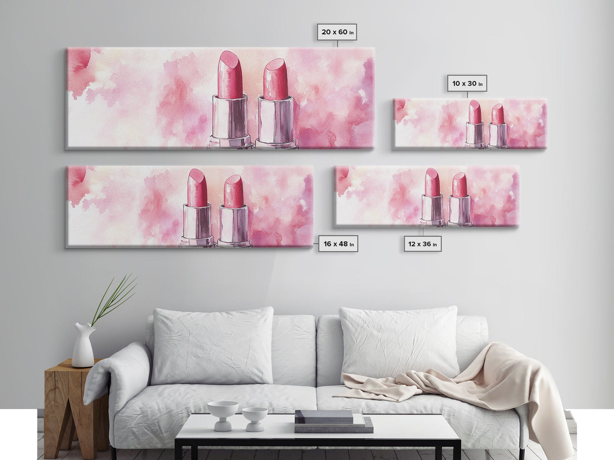 Lipstick Canvas Print, Whimsical Feminine Wall Art, Pink Abstract Makeup-Inspired Art, Bedroom or Beauty Room Gift Idea, Light Pink Decor