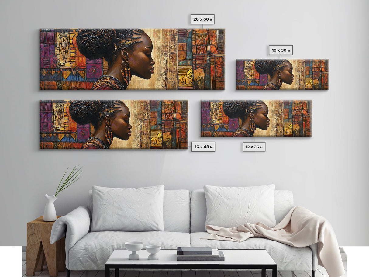 Framed Canvas Print Vibrant African Art Golden Tones Minimalist Decor Rustic Wall Art Original Painting Unique Gift Idea