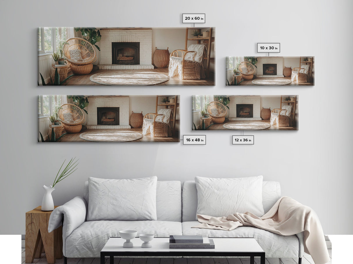 Framed Canvas Print Cozy Farmhouse Art Rustic Decor Wicker Charm Living Room Above Sofa Wall Art Warm Tones Gift Idea