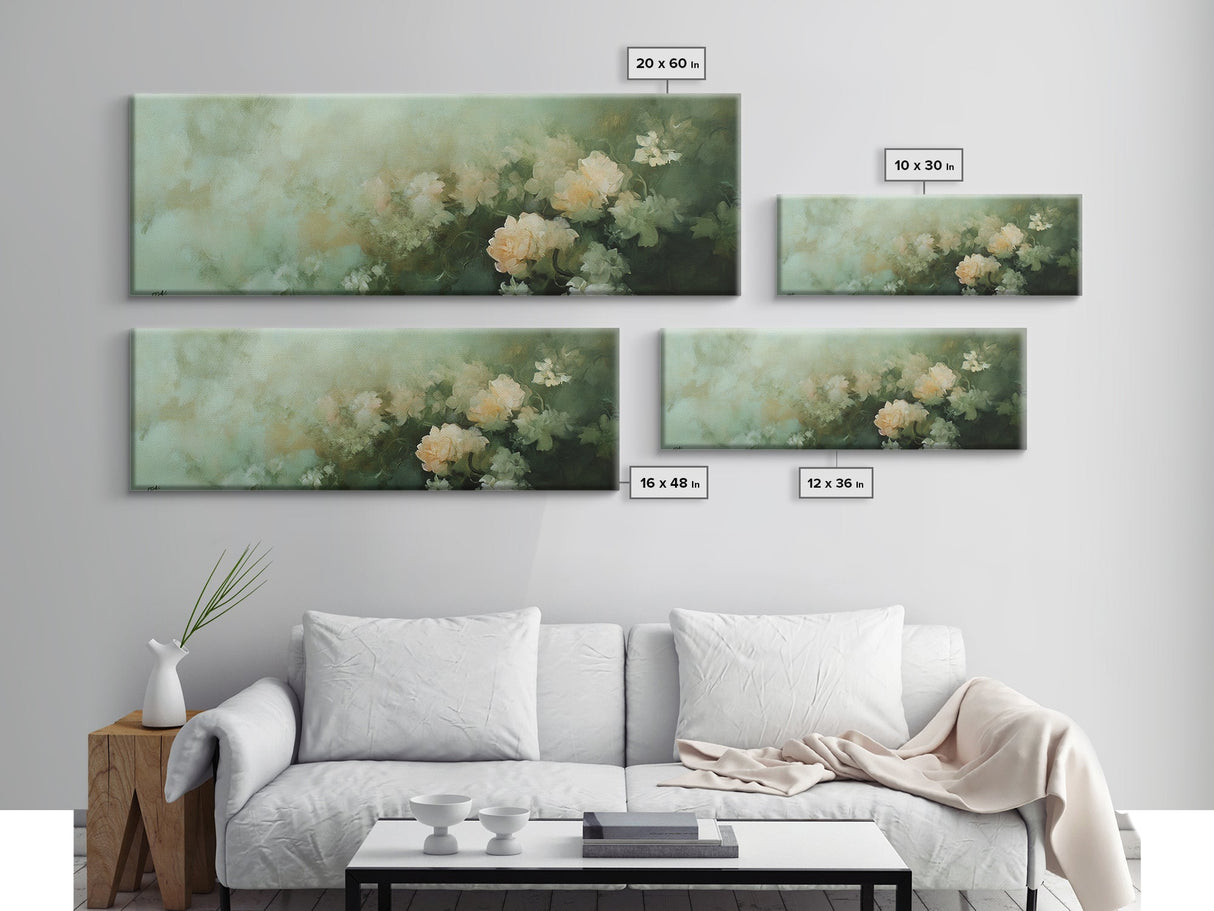 Soft Pastel Roses Framed Canvas Print – Rose Painting, Light Pink Wall Art, Rustic Wall Art, Minimalist Art, Guest Room Art