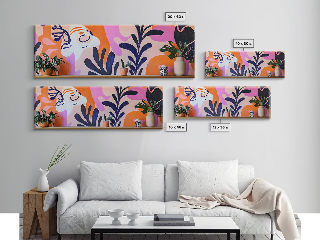 Dynamic Abstract Canvas Print Wabi Sabi Art Botanical Prints Zen Minimalist Wall Art Bedroom Calm Living Room Coastal Decor