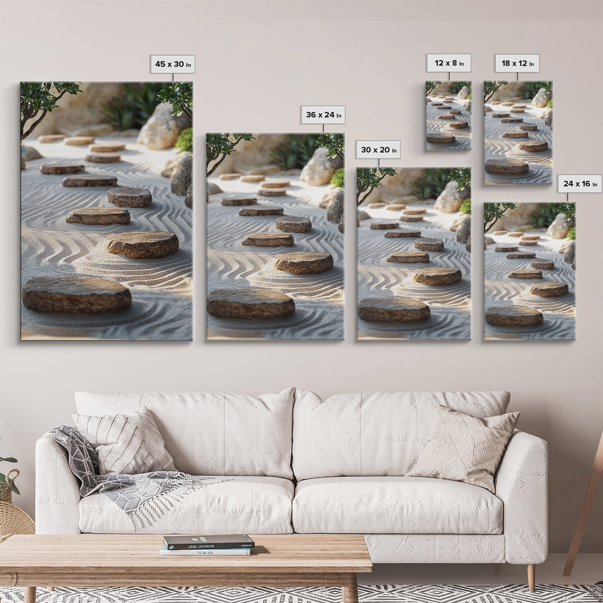 Zen Garden Path Canvas Print Minimalist Zen Wall Art Wabi Sabi Decor Zen Inspired Artwork Rustic Decor Above Bed Wall Art
