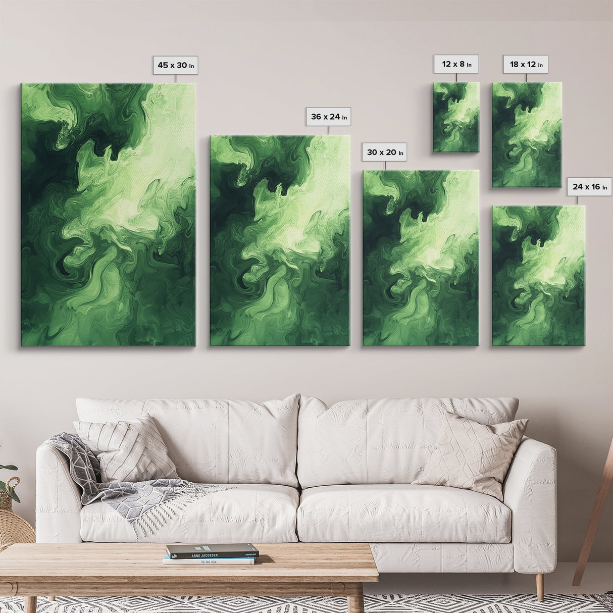 Modern Abstract Green Canvas Print, Sage Green Wall Art, Farmhouse Decor, Minimalist Vertical Art, Living Room Rustic Decor