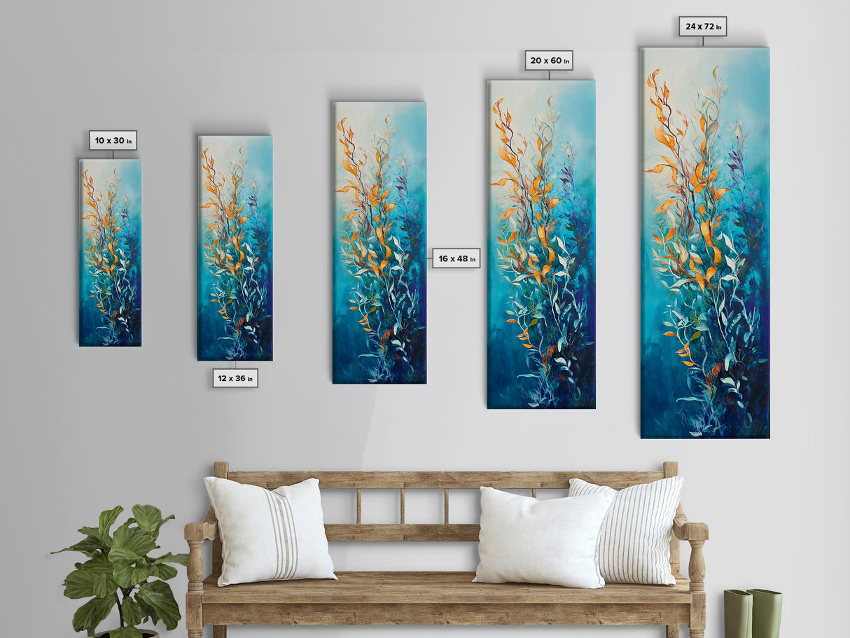 Underwater Kelp, Ocean Botanical Prints, Coastal Decor, Blue and Green Wall Art, Christmas, Canvas Print, Bedroom Art, Gift Idea