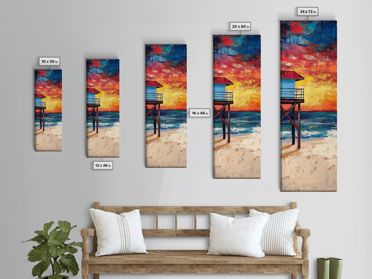 Lifeguard Tower, Surf Wall Art, Coastal Cowgirl Decor, Beach Painting, Nautical Wall Art, Framed Canvas Print