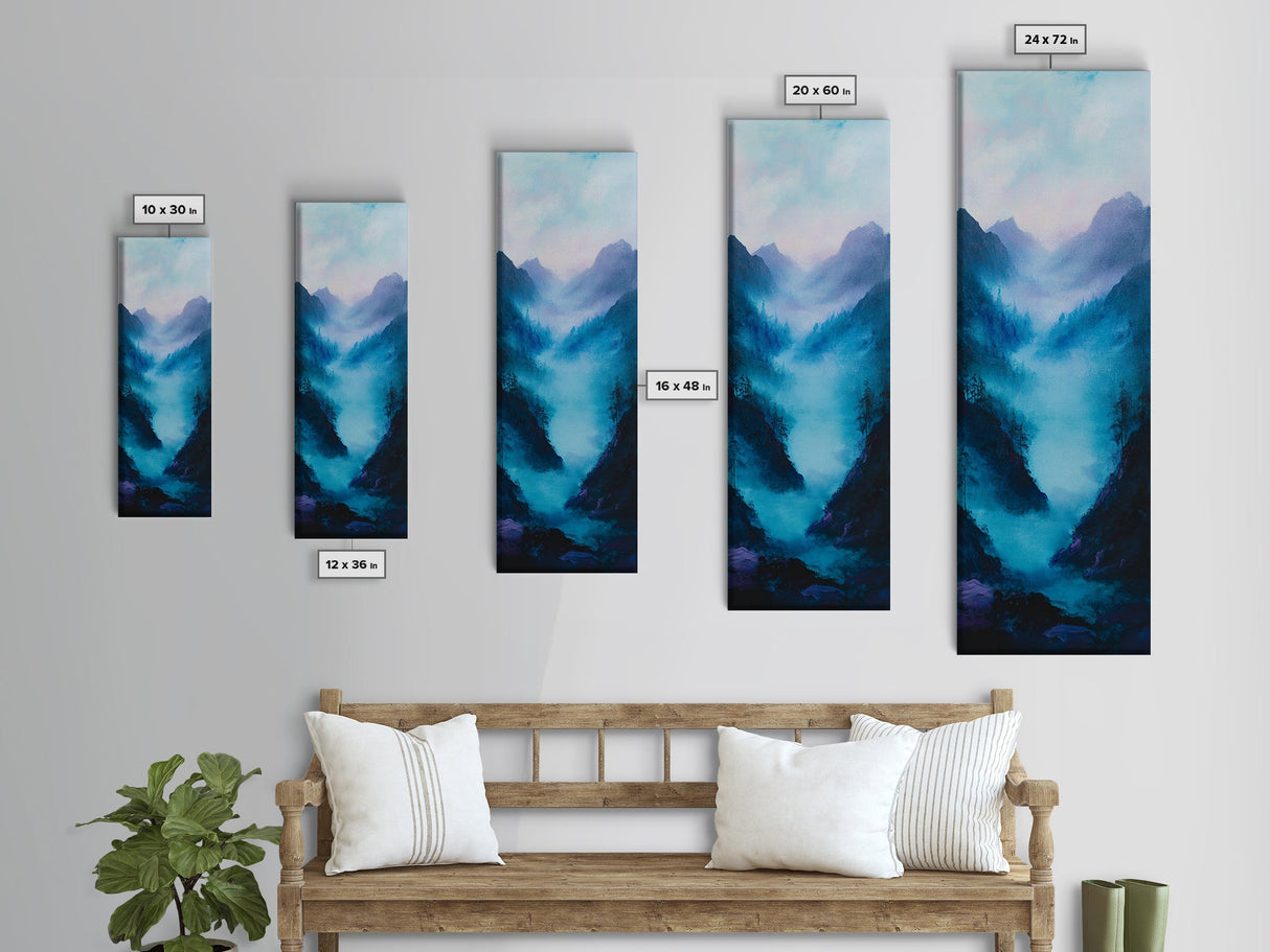 Moody Art, Canvas Print, forest at dusk painting, pine tree art, smoky mountain art, rustic wall art, bedroom art, above bed wall art