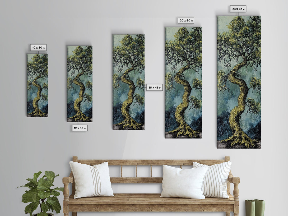 Oak Tree Art, Canvas Print, moody art, botanical prints, farmhouse art, vertical wall art, rustic art, extra wide art, above bed wall art