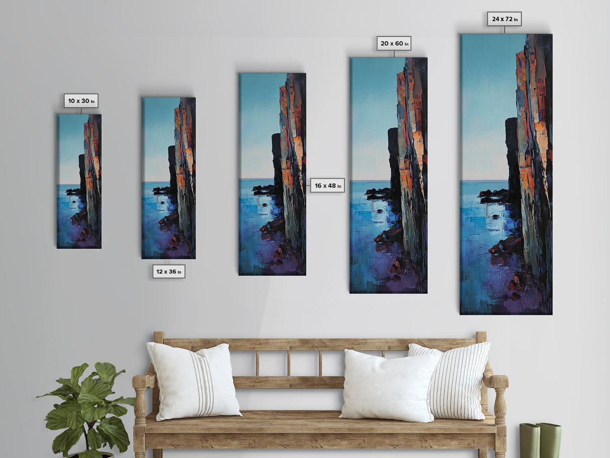 Cliffside, Ocean Horizon, Ireland Painting, Coastal Wall Art, Landscape Painting, Nautical Decor, Framed Canvas Print, Living Room Art