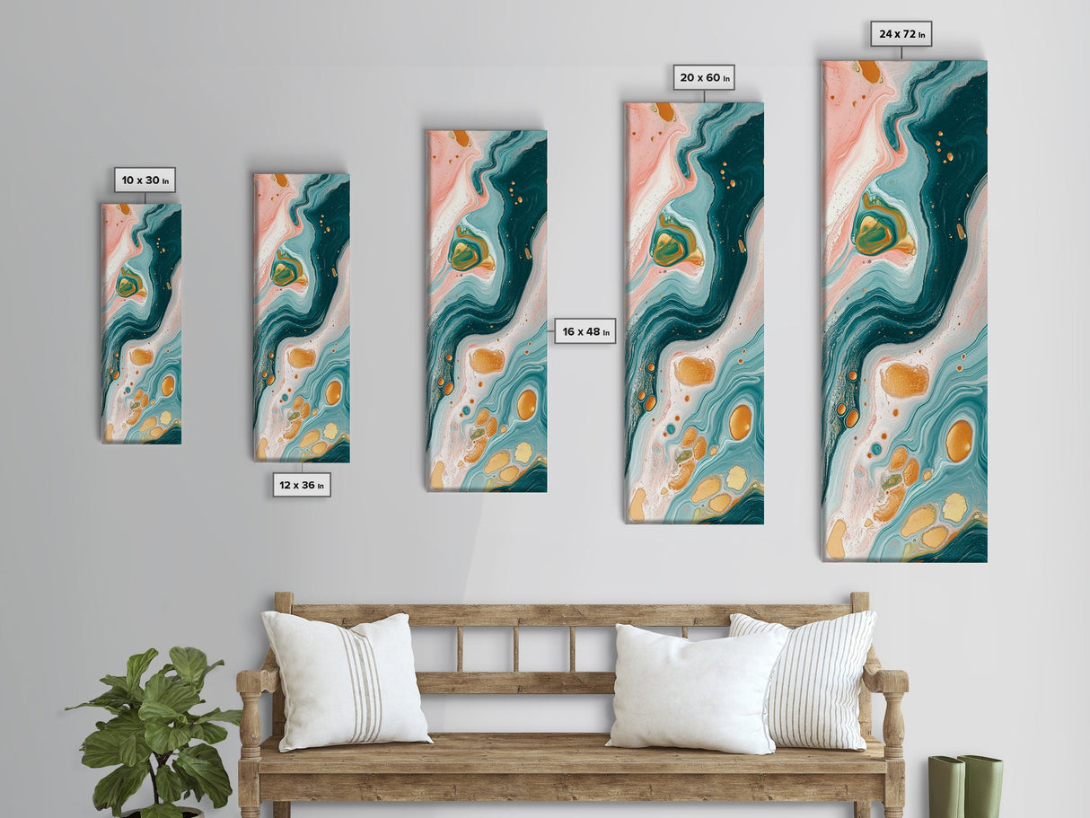 Fluid Art, pink orange wall art, teal wall art, modern abstract painting, contemporary art, fluid acrylic painting, Canvas Print