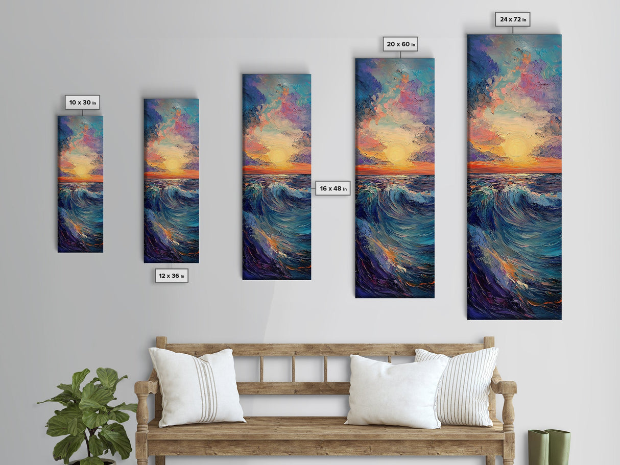 Ocean Wave, Coastal Wall Art, Seascape Painting, Surf Wall Art,Extra Wide Art, Bedroom Art, Framed Canvas Print