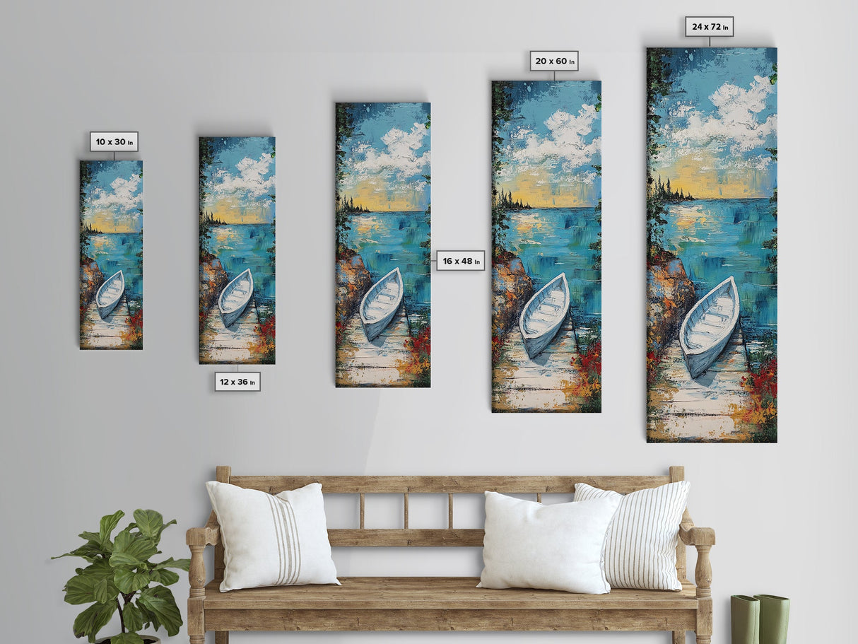 Rowboat painting, lake Tahoe art, fisherman painting, rustic wall art, nautical painting, coastal landscape art, canvas print