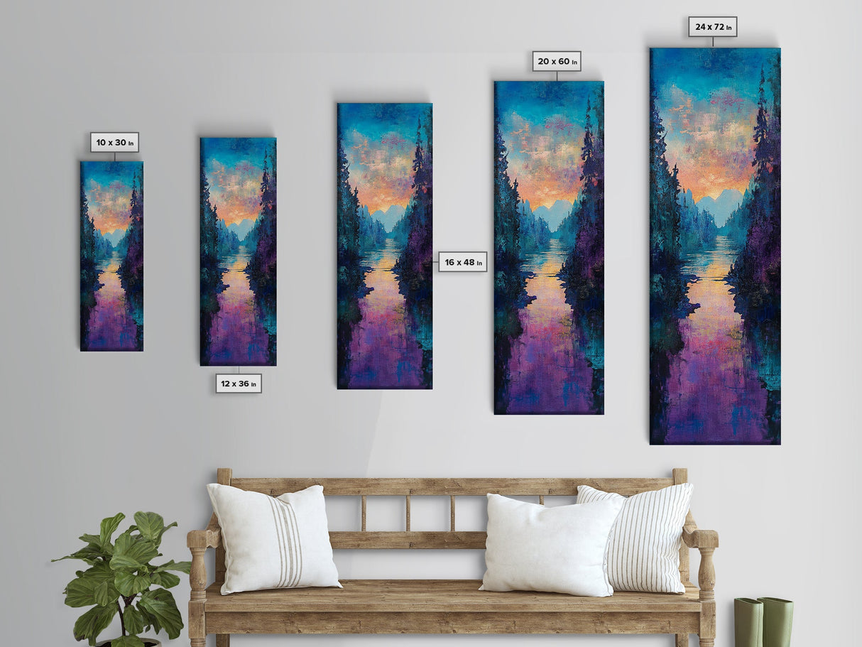 Twilight Mountain, smoky mountain art, pine tree art, framed canvas print, moody art, landscape painting, above bed wall art