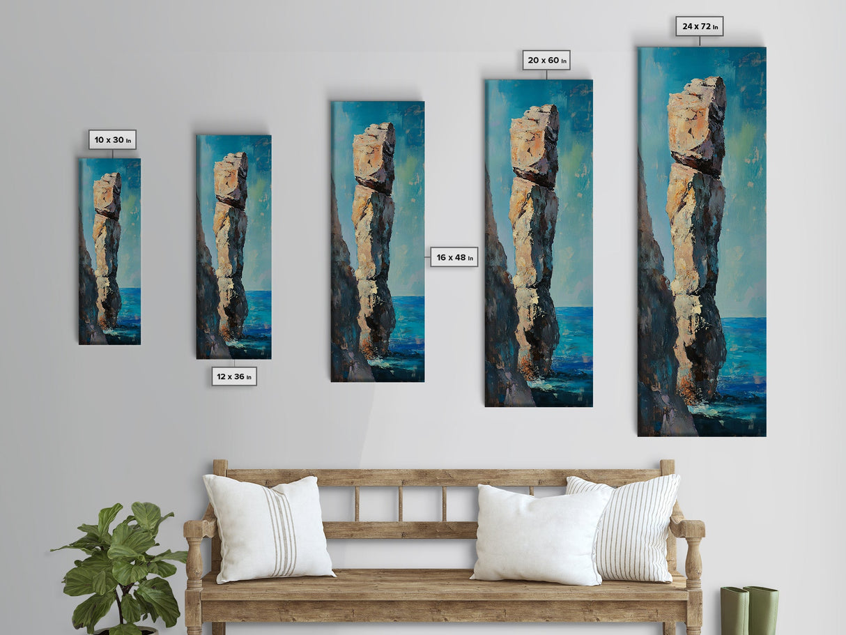 Coastal Rock, painting morro bay, nautical painting, framed canvas print, rustic decor, coastal wall art, above sofa art