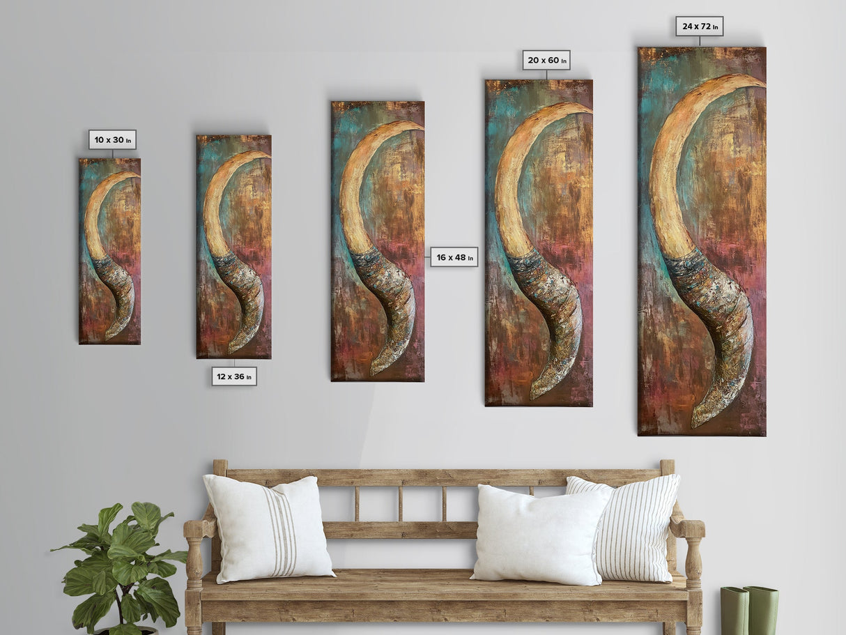 Rustic Horn, Earthy Tones, Abstract Nature, Canvas Print, southwest wall art, rustic wall art, boho art, wabi sabi art