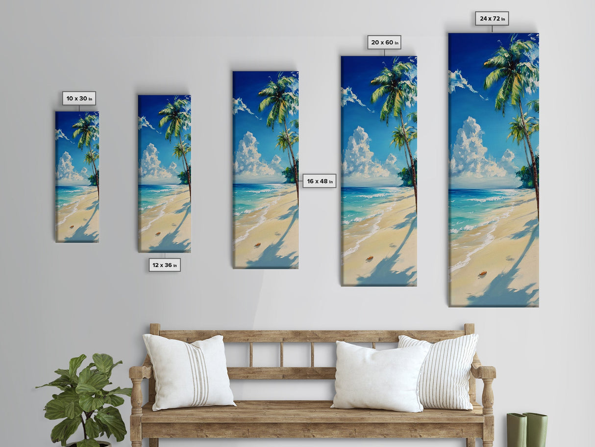 Palm Tree Beach, tropical decor, coastal cowgirl wall art, Hawaii art, framed canvas print, nautical painting, summer gift idea