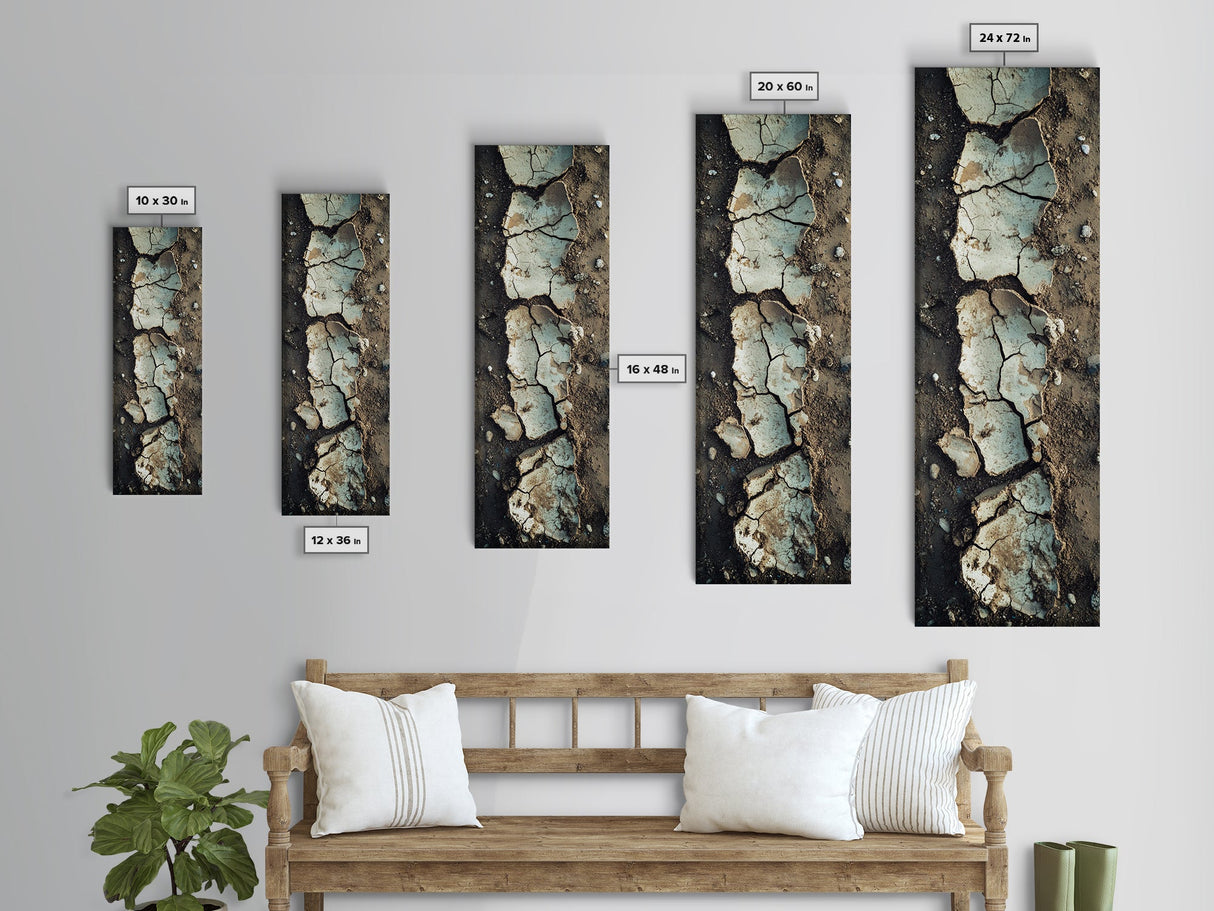 Cracked Earth, Textured Art, Wabi Sabi Art, Canvas Print, Geometric Wall Art, Abstract Landscape, Earth Tones