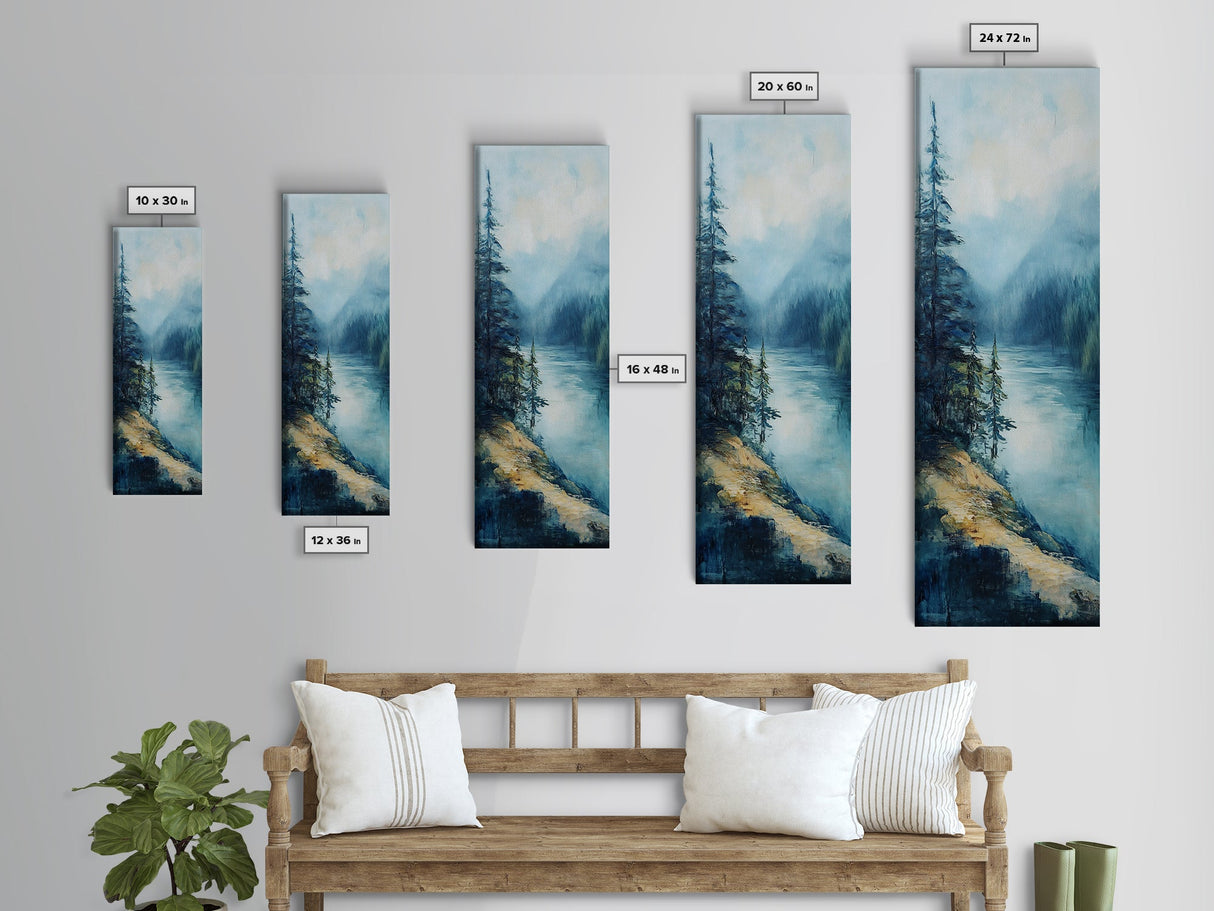 Misty Forest, lake Tahoe art, mountain painting, smoky mountain art, rustic decor, framed canvas print, landscape painting