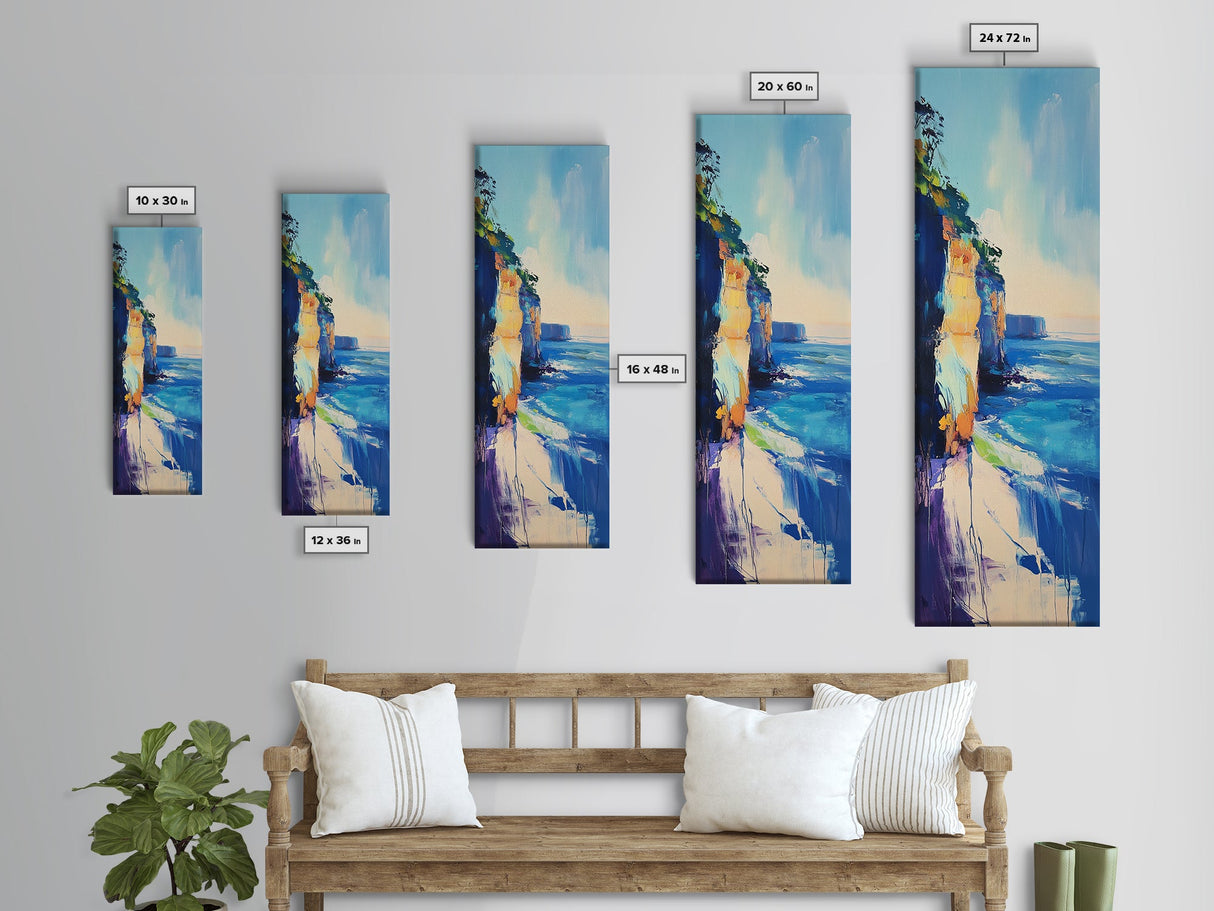 Seascape Painting, Coastal Wall Art, Nautical Decor, Ocean Waves Art, Tall Narrow Art, Canvas Print, Rustic Wall Art, Gift Idea