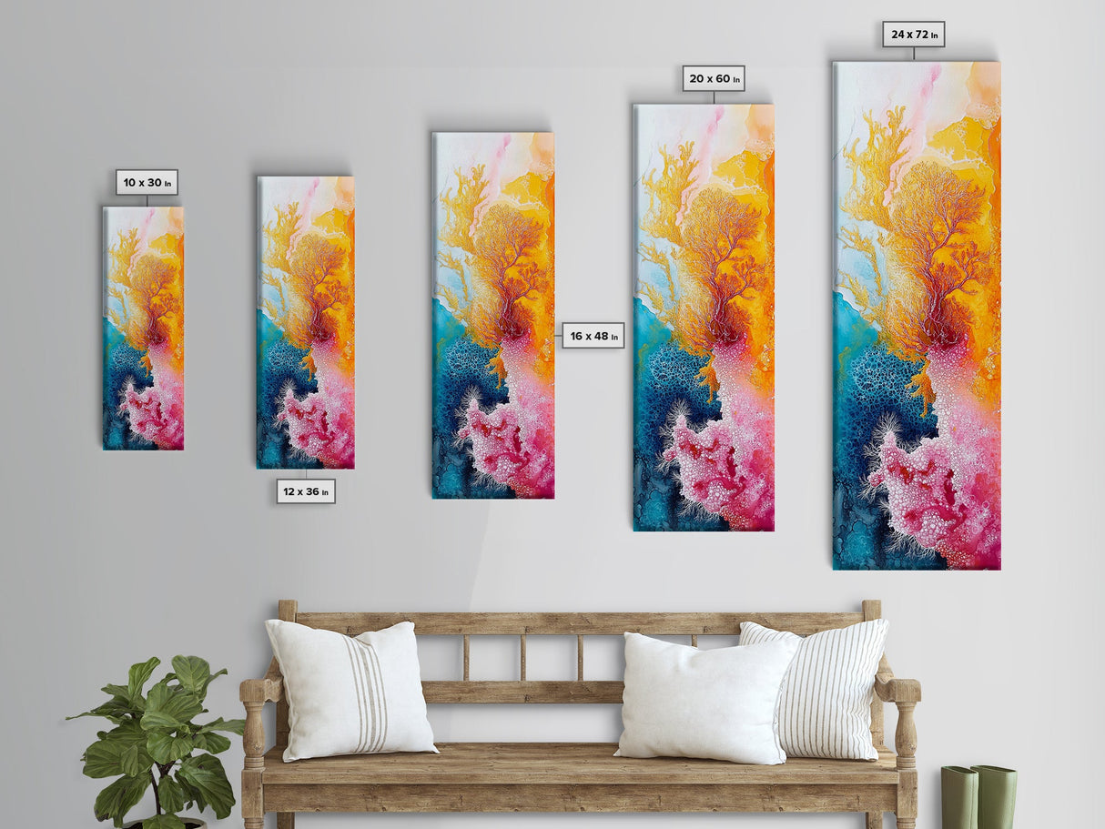 Abstract Coral, mosaic wall art, sacred geometry wall art, pink abstract art, blue and green wall art, zen wall art, canvas print