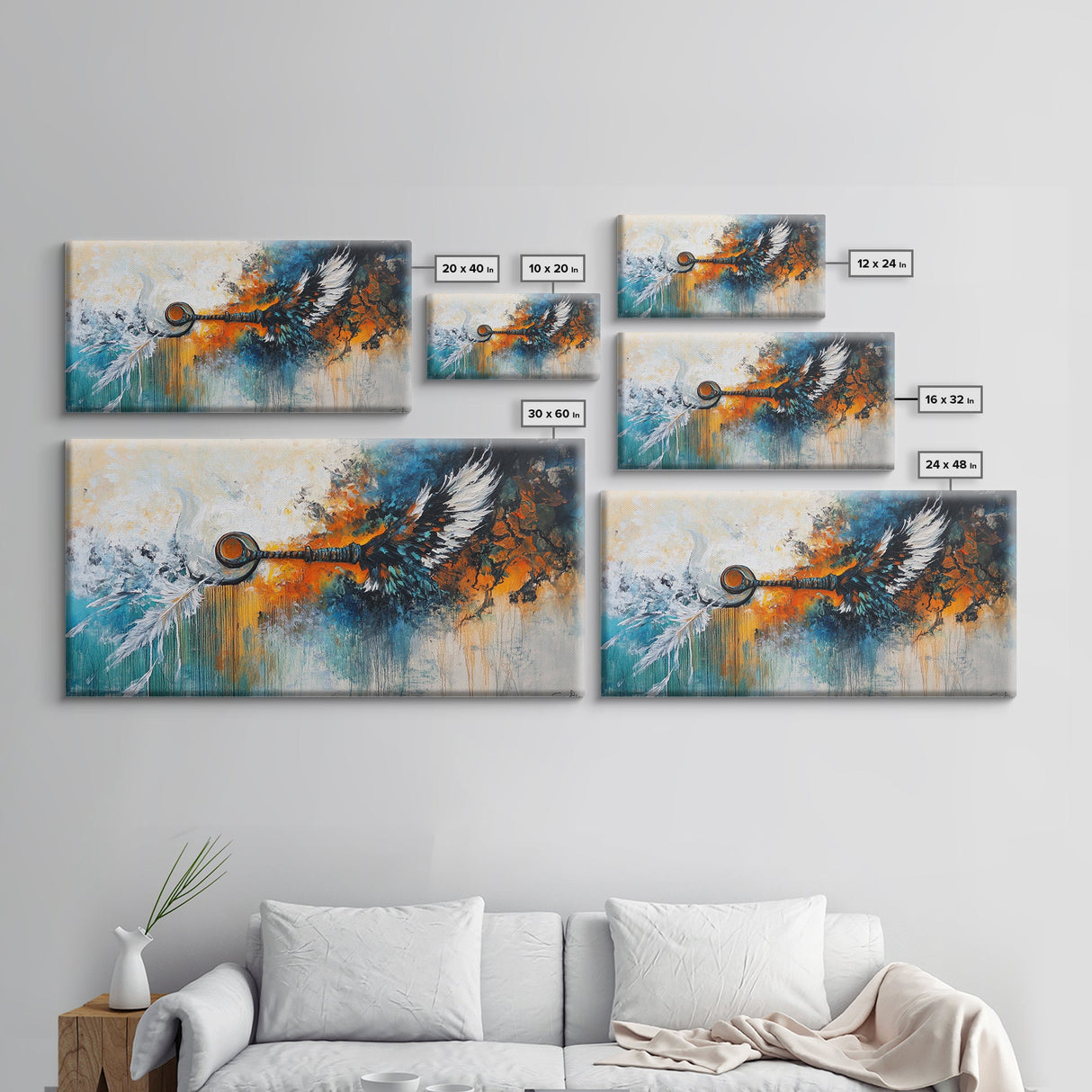 Whimsical art, framed canvas print, extra wide art, rustic wall art, abstract painting, steampunk wall art, eclectic home decor