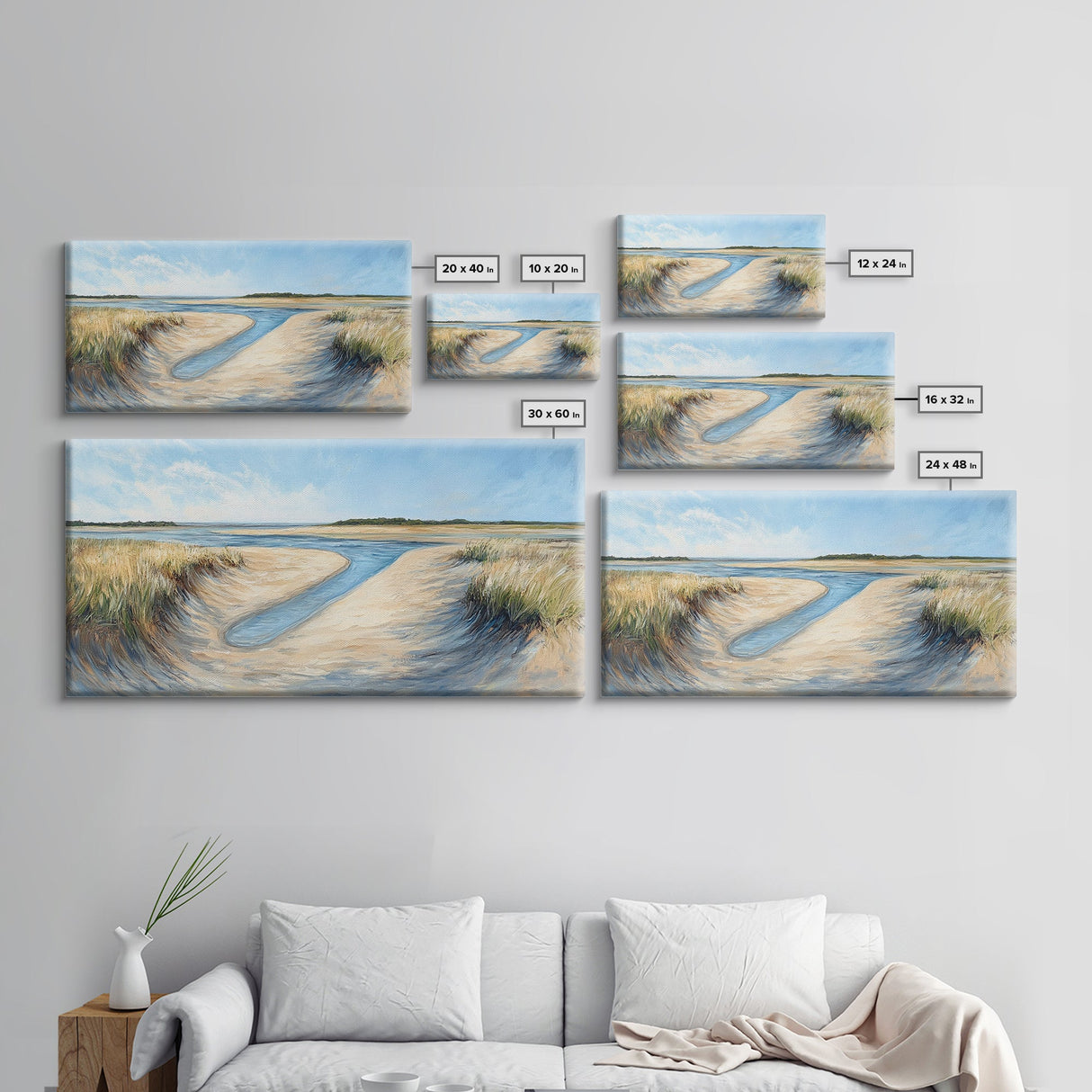 Marsh Painting, Coastal Landscape Art, Nautical Wall Art, Rustic Art, Framed Canvas Print, Extra Wide Art, Nature Inspired Artwork