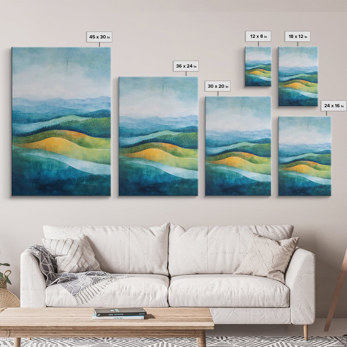 Rolling Hills, Mountain Painting, Canvas Print, Landscape Art, Southwest Wall Art, Rustic Decor, Minimalist Art, Gift Idea