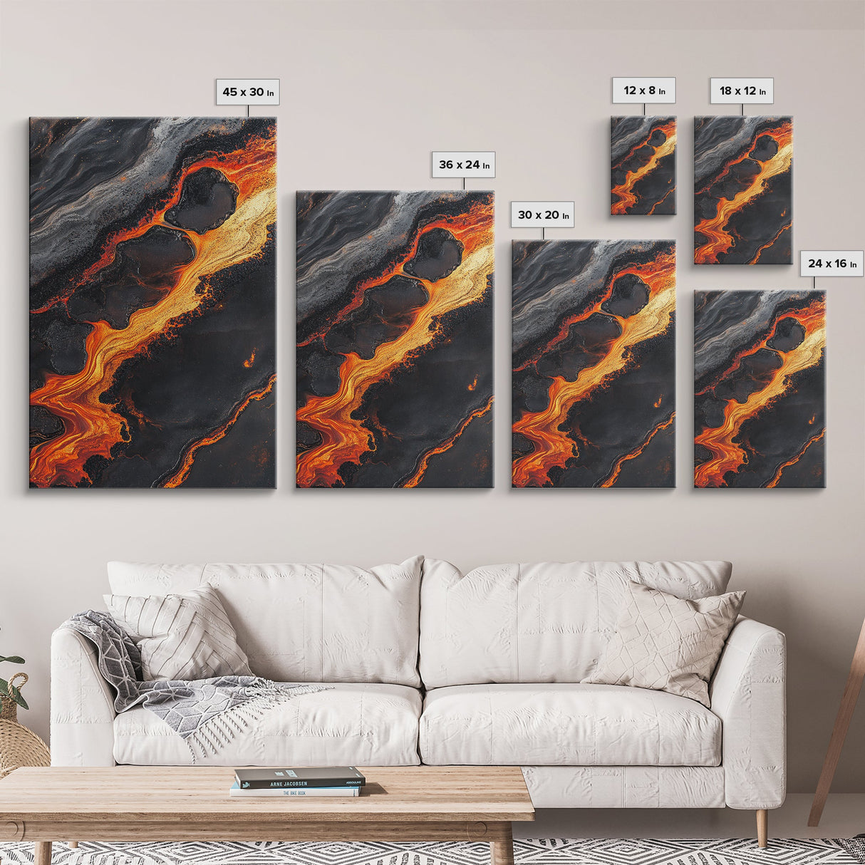Molten Lava Flow Canvas Print Abstract Fire Art Modern Home Decor Dramatic Wall Artwork Industrial Style Accent Unique Gift Idea