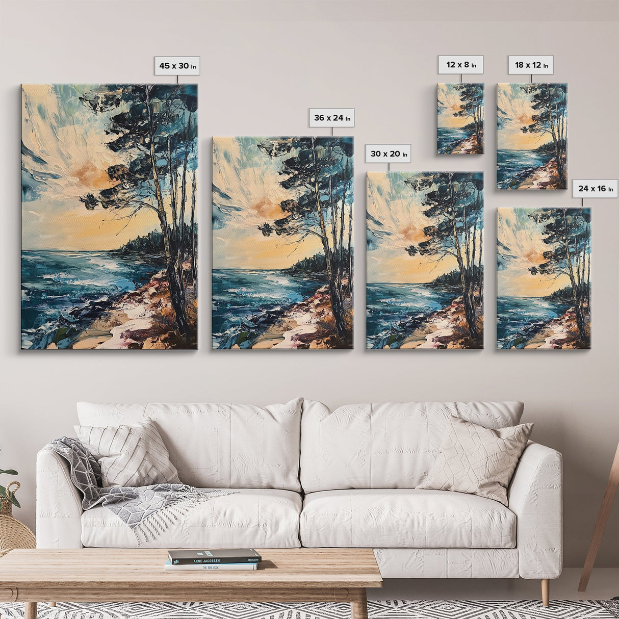 Sunset Seaside Painting Canvas Print | Coastal Wall Art | Ocean Sunset Decor | Beach House Art | Relaxing Landscape Artwork