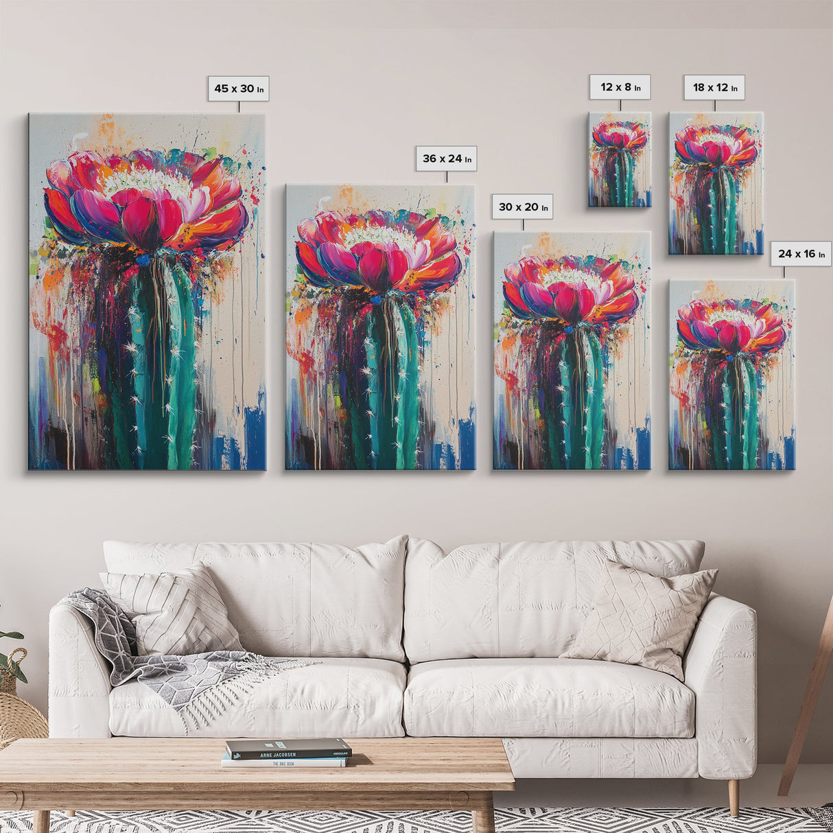 Cactus Flower, Botanical Prints, Southwest Wall Art, Boho Art, Moody Art, Rustic Wall Art, Living Room Art, Canvas Print