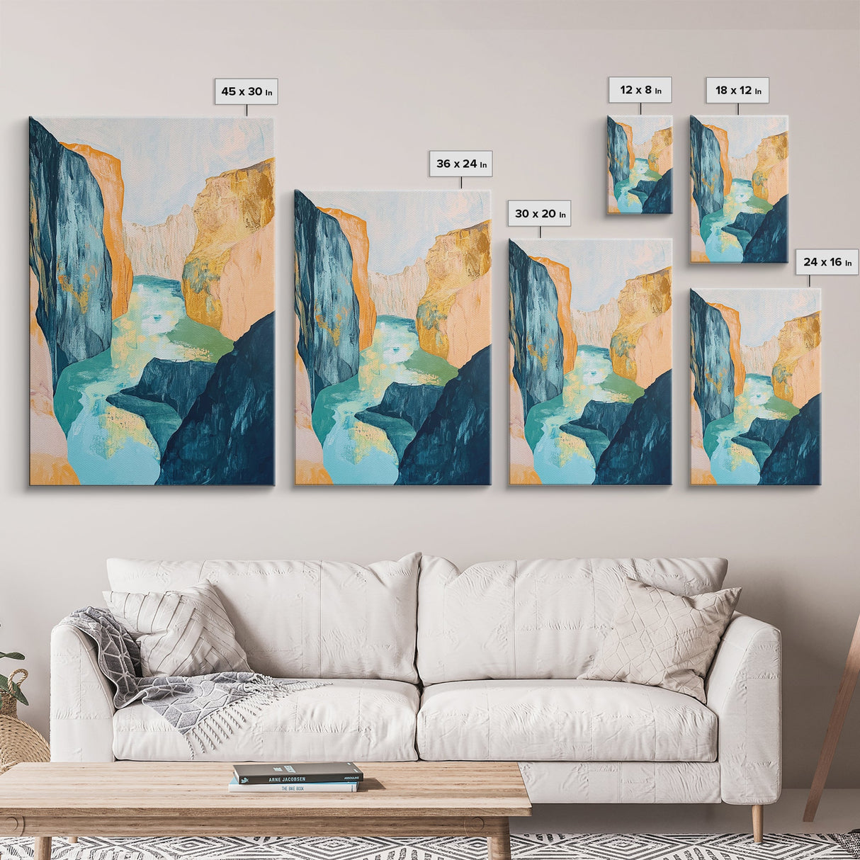 Canyon River, Southwest Wall Art, Mountain Painting, Rustic Art, Landscape Painting, Extra Wide Art, Boho Art, Framed Canvas Print